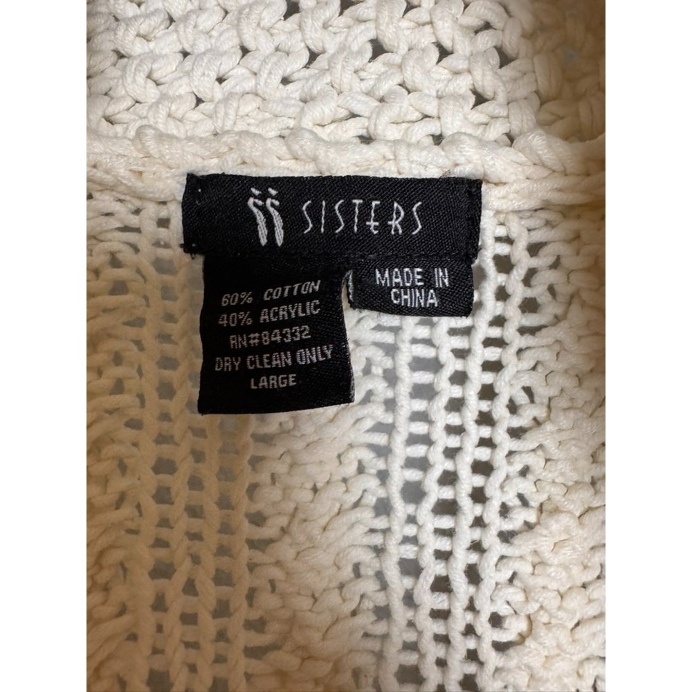 Sisters Sweater‎ Women's L Beige Cable Knit Cottagecore Rory Gilmore Bella Swan - Picture 2 of 8